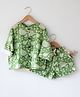 Love the World Today Cotton Woven Full Sleeves Floral Swirls Printed Coordinating Top & Shorts Set - Green