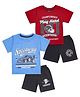 Tiny Hugs Cotton Knit Pack Of 2 Half Sleeves Speedway & Play Hard Text Printed Tees With Shorts Set - Red & Blue