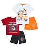 Tiny Hugs Cotton Knit Pack Of 2 Half Sleeves Food Items & Typography Printed Tees With Shorts Set - Red & White