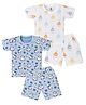 Tiny Hugs Cotton Knit Pack Of 2 Half Sleeves Shark & Ship Printed Tees With Coordinating Shorts Set - Blue & White