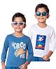 Tiny Hugs Cotton Knit Pack Of 2 Full Sleeves Tacos & Space Text Printed Tees - Blue & White