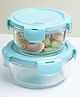 VONCASA Borosilicate Food Containers (Pack of 2 - 410ml & 570ml) Blue Lid