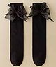 Flaunt Chic Cotton Bow Applique Detailed Socks - Black