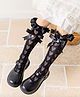 Flaunt Chic Cotton Bow Applique Detailed Heart Designed Socks - Black