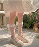 Flaunt Chic Cotton Criss Cross Designed & Bow Applique Detailed Socks - White