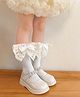 Flaunt Chic Cotton Striped & Bow Applique Detailed Socks - White