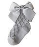 Flaunt Chic Cotton Geometric Designed Bow Applique Detailed Socks - Grey