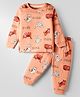 CUCUMBER Sinker Knit Full Sleeves Animal Printed Co-Ords Night Suit - Peach