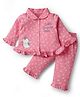 CUCUMBER Sinker Knit Full Sleeves Night Suit with Penguin Print - Pink