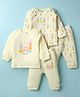 CUCUMBER Sinker Knit Full Sleeves Night Suits with Star Print Pack of 2 - Light Yellow