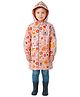 Little Surprise Box PVC Full Raglan Sleeves Floral Printed Hooded Cap Style Raincoat - Pink