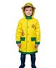 Little Surprise Box PVC Full Raglan Sleeves Robot Printed Hooded Cap Style Raincoat With Extra Backpack Space - Yellow