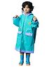 Little Surprise Box PVC Full Raglan Sleeves Lion Printed Hooded Cap Style Raincoat With Extra Backpack Space - Blue
