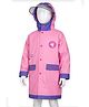 Little Surprise Box PVC Full Sleeves Unicorn Patch Detailed Hooded Glow In The Dark Cap Style Raincoat With Extra Backpack Space & Face Shield - Pink