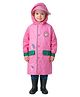 Little Surprise Box PVC Full Sleeves Rabbit Patch Detailed Hooded Cap Style Glow In The Dark Raincoat With Extra Backpack Space & Face Shield - Pink