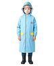 Little Surprise Box PVC Full Sleeves Abstract Patch Detailed Hooded Cap Style Glow In The Dark Raincoat With Extra Backpack Space - Blue