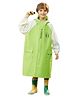 Little Surprise Box PVC Full Raglan Sleeves Unicorn Printed Hooded Cap Style Raincoat With Extra Backpack Space - Green
