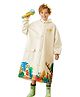 Little Surprise Box PVC Full Raglan Sleeves Animals Printed Hooded Raincoat With Extra Backpack Space - Cream