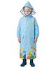 Little Surprise Box PVC Full Sleeves Animals Printed Hooded Raincoat With Extra Backpack Space - Blue