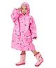 Little Surprise Box PVC Full Sleeves Unicorns & Rainbows Printed Hooded Raincoat With Extra Backpack Space - Pink