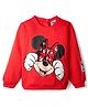 Babyhug Disney Terry Knit Full Sleeves Sweatshirt With Minnie Mouse Graphics & Reversible Sequins - Red