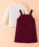Mark & Mia Solid Winter Frock With Full Sleeves Inner Tee - Maroon & White