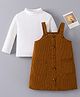 Mark & Mia Solid Winter Frock & Full Sleeves Inner Tee - Brown & White
