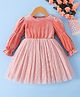Mark & Mia Full Sleeves Winter Frock With Net Detailing - Pink