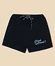 Nino Togs Cotton Looper Knit Click Text Embroidered Shorts - Black