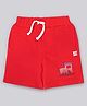 Nino Togs Cotton Looper Knit Train Printed Shorts - Red