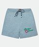 Nino Togs Cotton Looper Knit Game Zone Text Embroidered Shorts - Grey