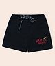 Nino Togs Cotton Looper Knit Fly High Text Embroidered Shorts - Black