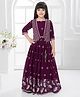 Tiny Kingdom Georgette Woven Three Fourth Sleeves Ethnic Embroidered Sequins Embellished Lehenga Choli With Jacket - Wine