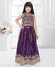 Tiny Kingdom Woven Sleeveless Floral Embroidered Sequins Embellished Lehenga Choli With Dupatta - Purple