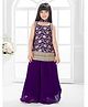 Tiny Kingdom Georgette Woven Sleeveless Floral Foil Printed Sequins Embellished Kurta Palazzo With Dupatta - Purple