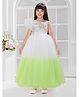 Tiny Kingdom Net Woven Sleveless Sequins Embellished Floral Designed Gown - Green