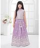 Tiny Kingdom Georgette Woven Sleeveless Geometric Embroidered Sequins Embellished Lehenga Choli With Dupatta - Purple