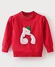 Mark & Mia Full Sleeves Pullover Sweater With Animal Embroidery - Red