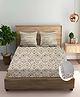 Trance Home Linen Silken Mosaic Taupe Cotton 180TC 72x48 inch Fitted Bedsheet 2 Pillow Covers