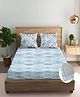 Trance Home Linen Dhariya Blue Cotton 180TC 72x72 inch Fitted Bedsheet 2 Pillow Covers