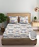 Trance Home Linen Echo Blue Cotton 180TC 75x72 inch Fitted Bedsheet 2 Pillow Covers