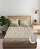 Trance Home Linen Silken Mosaic Taupe Cotton 180TC 84x78 inch Fitted Bedsheet 2 Pillow Covers