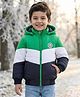 Babyhug Woven Full Sleeves Hooded Padded Jacket With Color Block Design & LA Patch - Multicolor