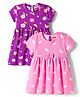 Babyhug Single Jersey Knit Half Sleeves Floral Printed Frocks with Bow Applique Pack of 2 - Pink & Purple