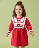 Mark & Mia Full Sleeves Woollen Dress With Bow Applique - Red