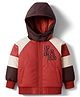 Babyhug Woven Full Raglan Sleeves Hooded Paaded Jacket with Patch Detailing - Brown