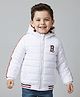 Babyhug Woven Full Sleeves Hooded Padded Jacket With Alphabet Embroidery - White