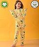 Anthrilo 100% Organic Cotton Knit Full Sleeves Dinosaurs Printed Coordinating Night Suit Set - Yellow