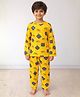 Anthrilo 100% Organic Cotton Knit Full Sleeves Keep It Poppin Text Printed Coordinating Night Suit Set - Yellow