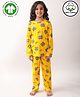 Anthrilo 100% Organic Cotton Knit full Sleeves Keep It Poppin Text Printed Coordinating Night Suit Set - Yellow